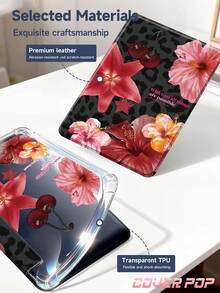2026款豹纹、百合花和樱花图案平板电脑保护套，兼容iPad Air 8 (M4) 2026款（11英寸）/2026款（13英寸）、9.7/10.2/10.5/10.9/12.9英寸/iPad Pro 11/A16、第十代、Galaxy Tab S6 Lite 10.4英寸、Kindle Paperwhite第十二代（2024款）、Kindle（第十一代至2024款），柔软防震保护，智能睡眠/唤醒功能，Y型折叠支架，多角度观看，Y2K风格 - 彩色 - 查看 11