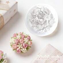 Molde de piedra aromática con forma de racimo floral elegante, con un esculpido detallado de rosas frondosas y pequeñas flores en capas, fácil de desmoldar y reutilizable de silicona, adecuado para hacer piedras difusoras de fragancias para automóviles, decoraciones de resina, un regalo fresco para ocasiones románticas y una hermosa opción para la decoración interior del automóvil. Su diseño exquisito agrega un toque de elegancia y curación al espacio del automóvil, emitiendo un aroma mientras irradia un ambiente suave y tranquilo. - moho de racimo de flores - Ver 4