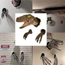 Velociraptor Statue Wall Resin Mount Dinosaur Head Sculpture Wall Hanging Ornament For Indoor And Outdoor Dinosaur - A - Xem 7