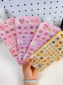 3D/DIY可爱方形卡通贴纸，萌系动漫图案，手工装饰拼图奖励贴纸，适合学生和儿童，DIY贴纸，新年礼物，情人节礼物，复活节礼物 - 彩色 - 查看 4