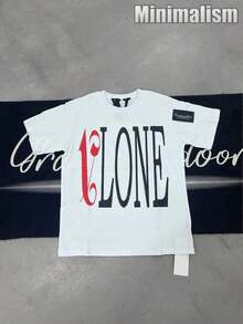 VLONEE "Palm AngelsS" Shirt,Stylish Design, Men's Graphic T-Shirt, Minimalist Design, Vintage Casual Style, Hip-Hop Style. Suitable For Outdoor Leisure Activities, Family Gatherings, And Dinners With Friends. - trắng - Xem 2