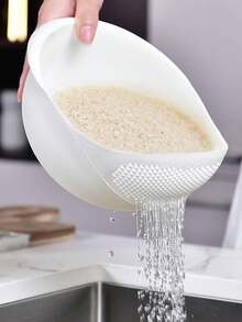 1pc Kitchen Rice Washing Strainer, Fine Mesh Colander Rinse Basket, Household Vegetable Fruit Washing Bowl - Multicolor - View 7