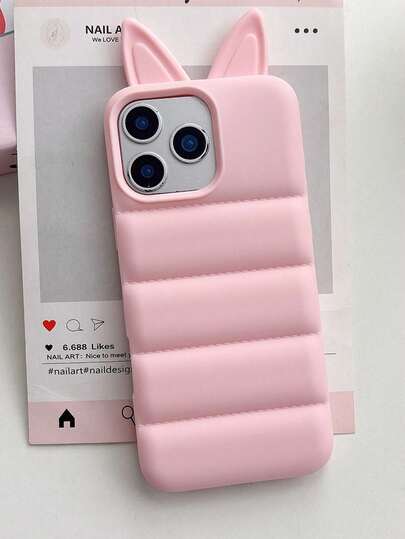 Ốp lưng điện thoại silicon mềm hình tai thỏ và cáo 3D cho iPhone 17Promax 17Pro 17 16Pro Max 16Pro 16 15 Pro Max 15Pro 15, màu trơn, mặt sau mờ, phù hợp cho nữ giới. Món quà lý tưởng cho sinh nhật/Ngày của Mẹ.