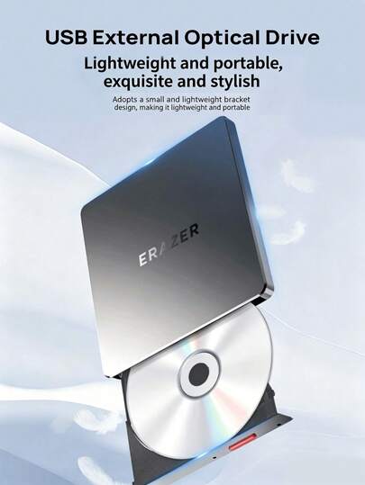 Lenovo External USB Optical Drive, Universal DVD/CD Burner For Laptops And Desktops, Slim And Portable, Fast Read And Write Speeds, Intelligent Noise Reduction, Compatible With PC/Tablet/Mac Systems, Plug And Play Portable Optical Drive.