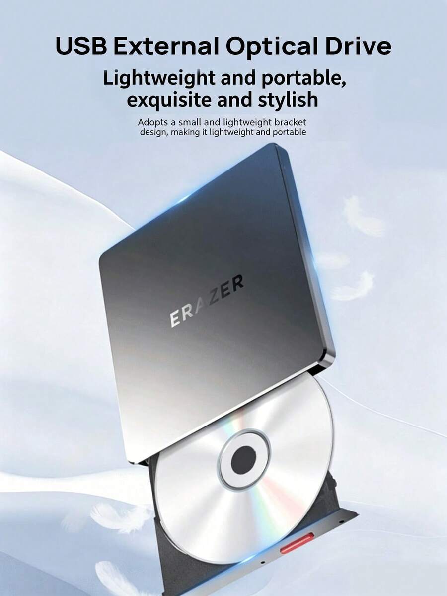 Lenovo External USB Optical Drive, Universal DVD/CD Burner For Laptops And Desktops, Slim And Portable, Fast Read And Write Speeds, Intelligent Noise Reduction, Compatible With PC/Tablet/Mac Systems, Plug And Play Portable Optical Drive. - View 1