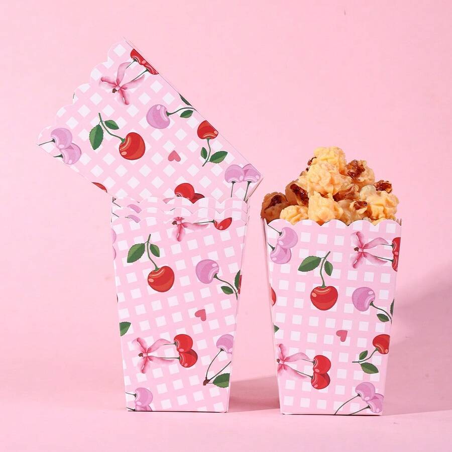 10个/20个/50个装粉色樱花格子一次性食品容器，适用于爆米花、薯条、零食等。非常适合樱花主题派对、电影之夜、嘉年华、生日、婚礼以及房间/桌面装饰。 - 粉紅色 - 查看 1