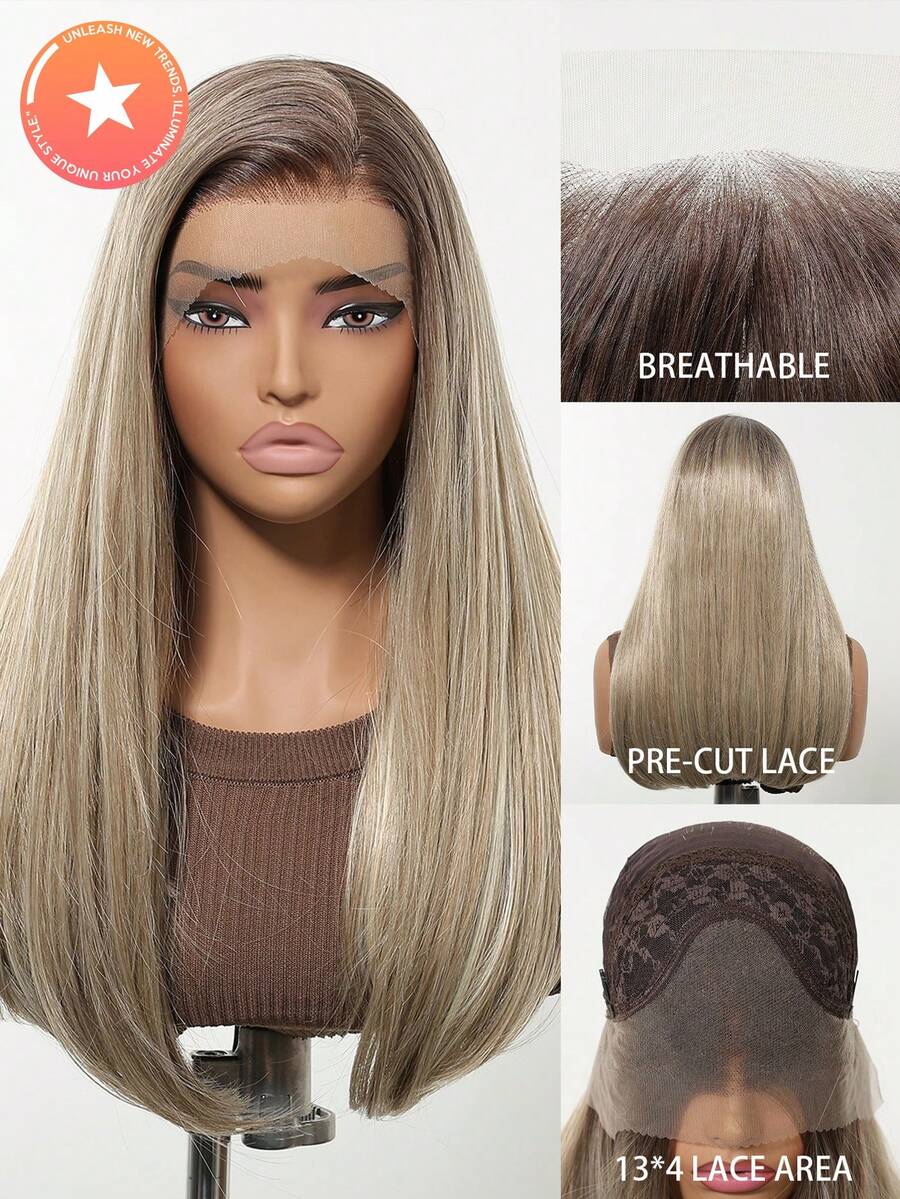 5-Star 13*4 High Definition Lace Front Breathable Wig, 26 Inch Long Wavy Flaxen Blonde, No Bangs, Heat Resistant Synthetic Fiber, Suitable For Cosplay, Festivals, Halloween Costume, Best Seller - Linen Gold - View 1
