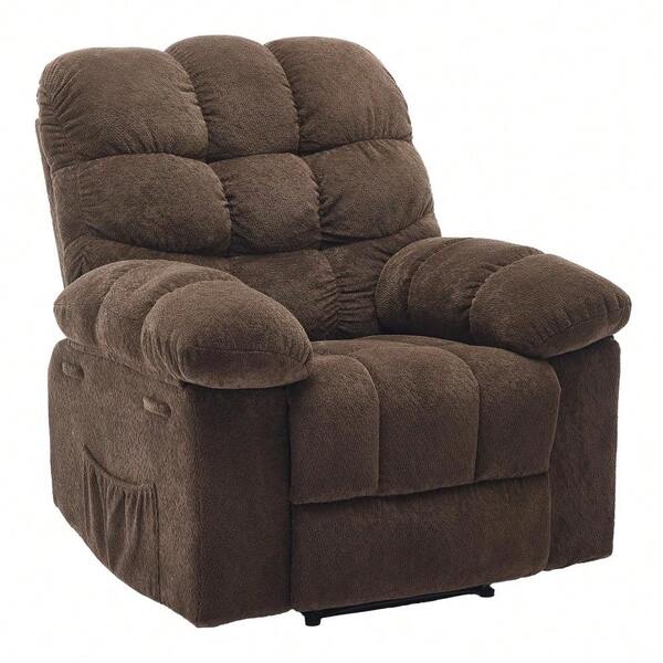 CuisinSmart Sillón reclinable, sillón reclinable manual con balancín para adultos, asiento reclinable individual con bolsillos laterales, sillón reclinable tapizado de tela para sala de estar y dormitorio