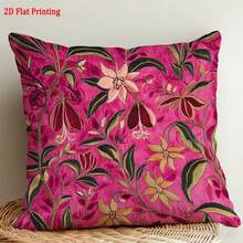 1pc 2D Floral Pattern Short Plush Pillow Cover, Reversible Printed Cushion Cover, Ideal Gift For Family And Friends (Pillow Insert Not Included) - Multicolor - View 2
