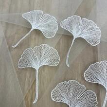 5pcs Black & White Water-Soluble Lace Ginkgo Leaf Embroidered Patches, Hollow Out DIY Decorative Accessories - Lace Appliqué - View 4