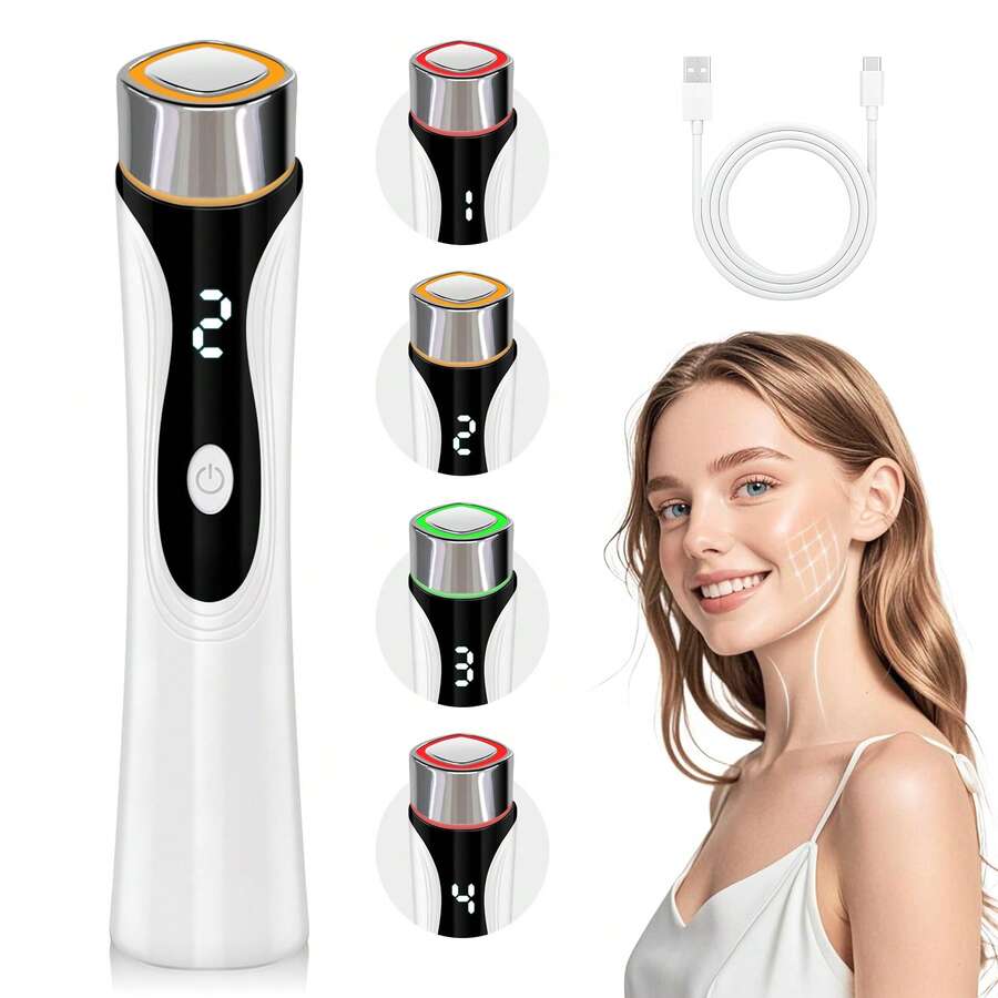 面部及颈部美容按摩器，嫩肤仪，面部提拉及彩色光疗美容仪，500mAh可充电电池