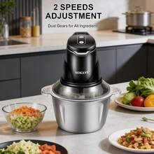 SOKANY7020 Home Meat Grinder, Stainless Steel Meat Grinder, 2L Large Capacity, 400W Powerful Motor, Dual Speed Control, Six-Blade Even Grinding, Stainless Steel Body, Meat/Baby Food/Vegetable Chopper All-In-One - View 3