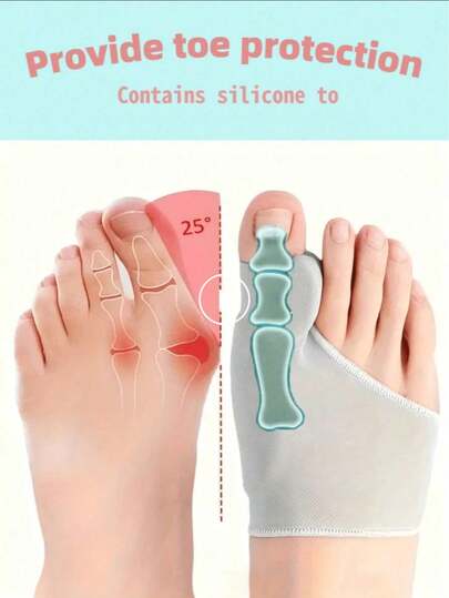 1 Pair Reinforced SEBS Toe Separator & , Foot Pad Protector, Suitable For Day & Night Use