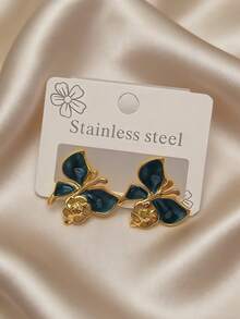 1 Pair 304 Stainless Steel Butterfly Drop Earrings For Women, Delicate, Luxury, Elegant, Retro, Suitable For Daily Wear, Outings, Mother's Day Gift - Butterfly - View 10
