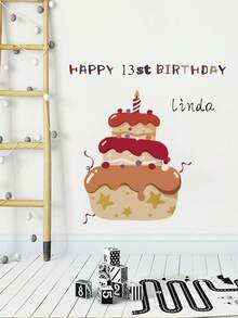 3 Styles Available, Customizable Rabbit Hot Air Balloon & Birthday Name Wall Stickers, Removable Wallpaper, Decor For Children's Bedroom, Living Room, Home Decor, Kitchen, Bathroom, Bedroom, House Renovation, Peelable Wallpaper, Living Room Wall Art, Party Supplies, Office Decor - Multicolor - View 7