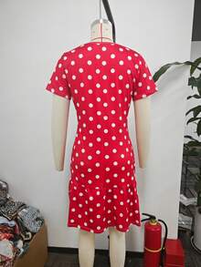 New Arrival Digital Print Milk Silk Fabric Dress, Cool Fabric For Summer Elegant Red - Red - View 6