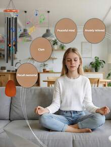 1件黑色金屬風鈴，戶外裝飾風鈴，發出深沉悅耳的音調，紀念同情風鈴掛飾，無需電源，適用於室內外、房間、陽台、庭院、花園、派對、生日、情人節、聖誕節、節日裝飾，送給女性、姐妹、母親、鄰居的最佳禮物 - 多色 - 查看 6