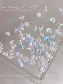 40Pcs Assorted Color Ocean Nail Parts, Resin Conch Coconut Tree Kawaii Deco - Multicolor - View 11