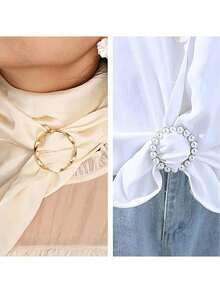 8 piezas Clips de anillo de bufanda - Clips de corbata de camiseta Ropa Esquina anudada Botón para mujeres Moda Metal Redondo Círculo Camisa Clip Hebilla, Mujeres Ropa Cinturón de cintura Clips Apretador, Moda Metal Redondo Círculo Camisa Clips Soporte de envoltura - Hebilla de cintura - Ver 5