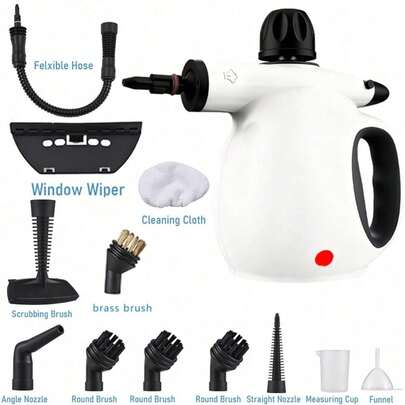 Steam Cleaner,Handheld Steam Cleaner, Pressurized Handheld Multi-Surface Natural Steam Cleaner With 12 PCS Accessory & Labor-Saving Lock, 450ML Capacity, Multi-Surface Deep Cleaning For Home, Car, Bathroom, Grout, Floor, Window