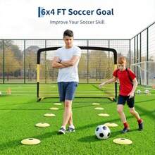 Linlin Stationery Store 6x4 Ft Soccer Goal Set Portable 2-Pack  Up Nets With Ball Pump Cones And Bag Backyard Soccer Equipment Easy Assembly - Yellow - View 5