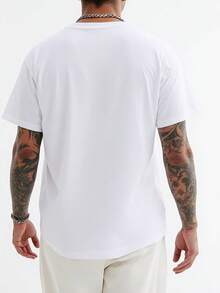 Men's Short - Sleeved T - Shirt, Black White Options, With " Let's Drink And Make Bad Decisions " Personalized Text Printing, Graphic Oversized Cotton Tees, Summer Tops, Breathable, Loose Tops , Round Neck,  Minimalist And Casual Style, Suitable For Daily Commuting, Shopping, Gathering, Wearable In All Seasons, Comfortable Top For Home And Outing, A Great Gift For Birthdays, Holidays, Father's Day - trắng - Xem 3