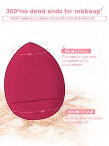 41 piezas Juego de herramientas de maquillaje todo en uno con 25 piezas de brochas de maquillaje, esponjas de maquillaje, polveras triangulares, polveras de cojín y limpiador de brochas, kit completo de belleza cosmética para maquillaje de rostro y ojos - Burdeos - Ver 9
