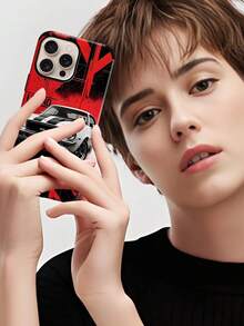 1pc Racing Stripe Pattern Soft Leather Shock-Proof Dustproof Handmade Protective Case Suitable For Apple 17 Pro Max/16 Pro Max/16 Plus/13 Pro Max/14 Pro Max 13 14 11 12 Pro 11/15 Pro, Galaxy S24 Ultra, With Speaker Hole Design, Suitable As Holiday Gift - Red - View 8