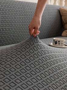 1pc 3D Sofa Cover, Multi-Functional Full Coverage Sofa Slipcover, Solid Color Leaf Pattern Design, Protective Sofa Cover, Holiday Decor, High Elasticity All-Inclusive Sofa Cover - Dark Grey - View 10