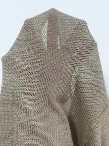 26 Summer Casual Women's Gold Ribbed Knit Camisole, Fashionable Fitted, Party Top, Metallic Yarn - Camel - View 11