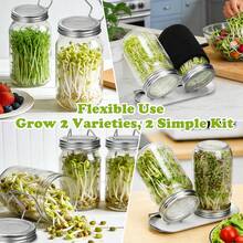 Seed Sprouting Kit, Sprouting Lids For 86mm Wide Mouth Mason Jars,  Reusable Stainless Steel Screen Bean Sprouts Growing Lid For Organic Alfalfa Broccoli Seeds Mung Bean Plant Germination Kits - Mason Jars - 查看 2