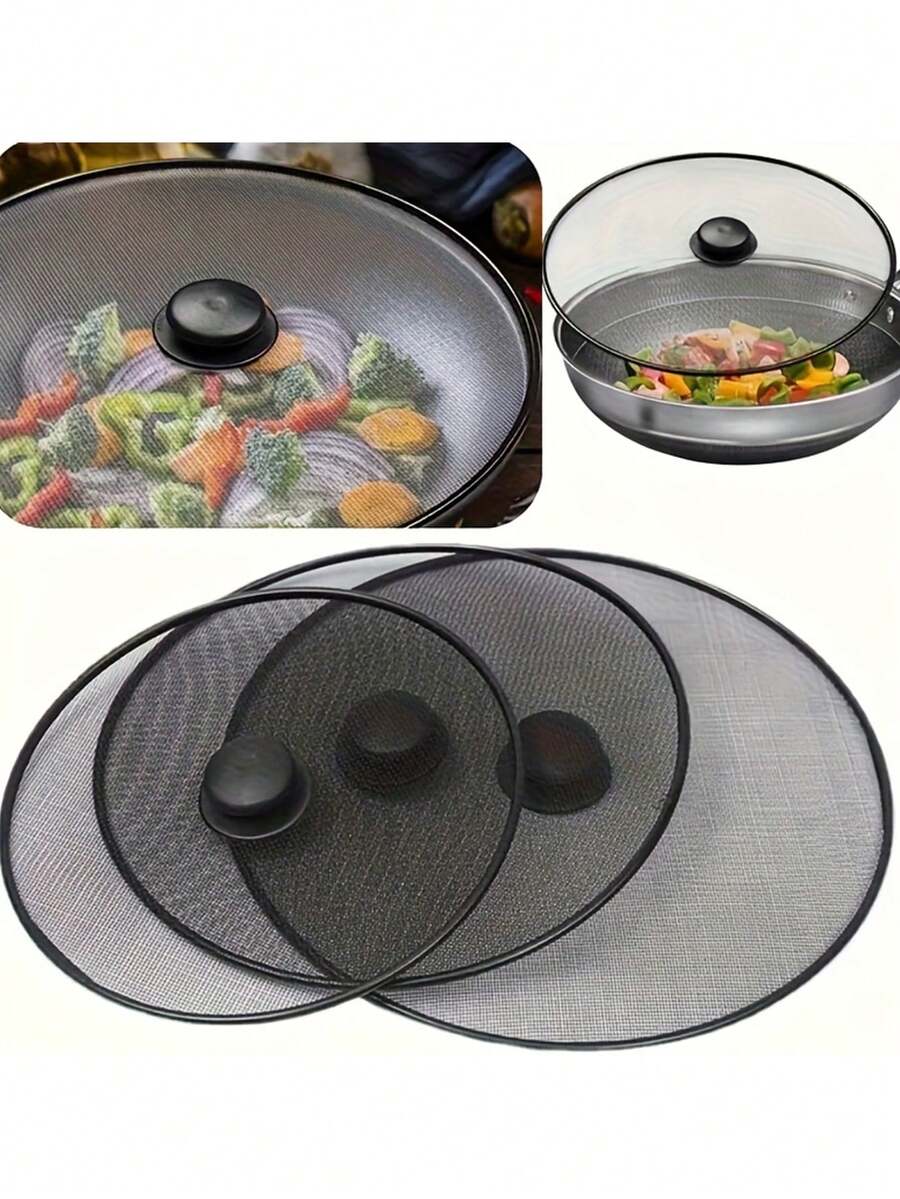 Splash Guard - A Heat-Resistant Mesh Cover Suitable For Preventing Splatters And Smoke, Ideal For Healthy Cooking, A Kitchen Essential Mesh Cover - Black - View 1