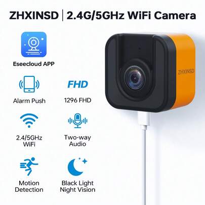 ZHXINSD 1296P WiFi Window Security Camera With AI Color Night Vision, Two-Way Audio, Motion & Human Detection, Indoor Home Security Camera