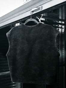 DIY Men's Fashionable Street Style Faux Diamond Pattern Sleeveless Tank Top - Black - View 4