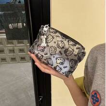 Bolsa de cosméticos de malla transparente, organizador de maquillaje portátil y lindo para viajes al aire libre, monedero práctico, bolsa de almacenamiento de cables y varios artículos al aire libre, bolso de mano pequeño y portátil - Malla - Ver 5