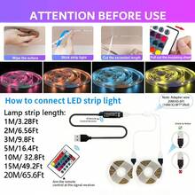 LED Light Strip For Bedroom Decor, USB Plug 5V 1m/3.28ft-20m/65.6ft Light Strip, With 24-Key Remote Control, Easy To Install Light Strip Suitable For Bedroom, Stairs, Kitchen - RGB - View 6