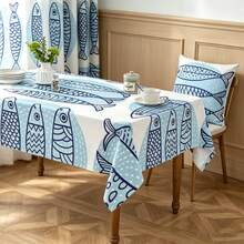 1 Peça Toalha de Mesa Retangular Estilo Marinho, Padrão de Peixes Oceânicos, Adequada para Uso Diário em Cozinhas Domésticas, Restaurantes, Terraços, Piqueniques, Pátios, Conjuntos Internos e Externos, Como Presente para Família e Amigos - Multicolorido - Visão 6