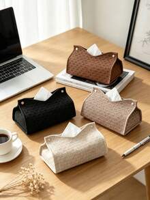 1/4/5Pcs Woven Pattern Tissue Box, High Capacity Toilet Paper Storage Organizer, Multiple Colors Available, Suitable For Home Living Room, Desktop Kitchen, Dining Room Bedroom, Holiday Celebration Decoration, Wedding Gift Essential, Luxury Gift Choice. - View 3
