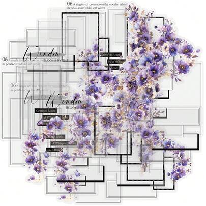  Etori Life Heartwarming Moment 20pcs Misty Purple Flower Shadow Square Frame Stickers Light Retro Photo Frame Decorative Stickers For Laptops, Phone Stickers, Suitcases, Scrapbooking Supplies, Office Decoration Accessories, Pencil Cases, Gift Paper Bags, Gift Box Packaging, Card Making, Party Stickers, Cycling Decals, Gifts For Friends Scrapbook Supplies