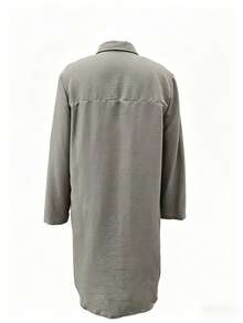 Women's Solid Color Casual Long Sleeve Button-Up Shirt Spring - Grey - View 7