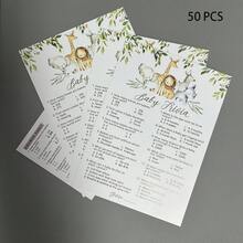 25/50pcs Wild Animal Theme Baby Shower Party Games - Baby Knowledge Quiz Game, Countryside Jungle Theme, Welcome To Wild Animal Party, Gender Neutral Fun Baby Knowledge Games, Suitable For New Parents Party - Multicolor - View 6