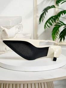 High-Quality Formal Women's Shoes, Fashionable And Elegant Nude Patent Leather High Heels With Pointed Toe, Low-Cut Open-Back Stiletto Pumps, Comfortable European And American Style Commuter Shoes, As Well As New Spring/Summer PU Leather Elegant White High Heels, Suitable For Banquets, Weddings, Dances And Dates. - White - View 7
