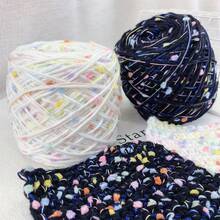1 pieza 100g Hilo de fantasía hecho a mano, hilo con brillo mezclado de negro y blanco, hilo multicolor de bobble entrelazado para tejer, ganchillo, DIY de bolsos, sombreros y accesorios hechos a mano y proyectos de artesanía - 100 gramos - Ver 13