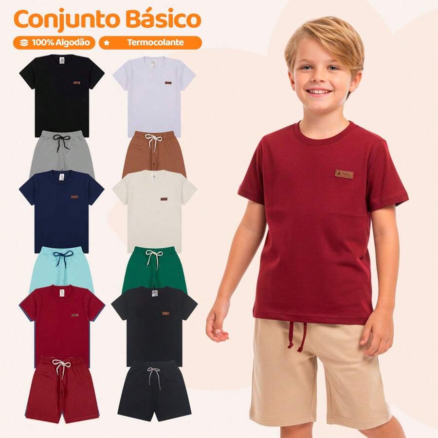 4-Piece Assorted Children's Summer Outfit For Boys - 2 Sets - Includes 2 T-Shirts + 2 Shorts - Nền tảng - Xem 1