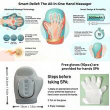 Wireless Portable Hand Massager With Heating And Compression Function, Can Massage Fingers Individually, Suitable For Arthritis And Carpal Tunnel Syndrome, Pain Relief, 5 Intensity Levels - Light Grey - View 7