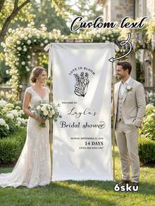 1pc Custom Wedding Welcome Banner, Custom Text,Custom Text Bridal Shower Banner, Bachelorette Party Backdrop Decoration,Minimalist Wedding Entrance Decoration - Multicolor - View 2
