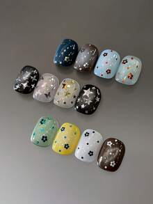 12-Grid Nail Art Sequins Set, Dot & Star Mixed Glitter Nail Decorations, DIY Nail Accessories Nail Charms - Multicolor - View 5