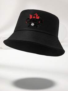 1 pièce Chapeau seau homme 2026 nouveau motif CANADA brisé imprimé personnalisé populaire minimaliste protection solaire noir multicolore mode décontractée extérieure convient pour le port quotidien les voyages en plein air la pêche le visionnage de sports cadeau polyvalent Coupe du Monde 2026 - D - Voir 12