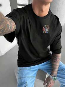 Men's Double-Sided Printed T-Shirt Colorful Anti Social Club Pattern, Comfortable, Stylish For - 黑色 - 查看 3