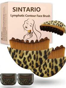 Lymphatic Contour Face Brush Lymphatic Drainage Massage Double Chin Reducer Lymphatic Drainage Brush For Face Ergonomically Designed To Fit The Skin Precisely And Relieve Fatigue - Leopard - View 1